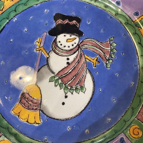 SANGO Sweet Shop Christmas Snowman salad plates set of 4. Like new7.75 inches - Picture 2 of 3